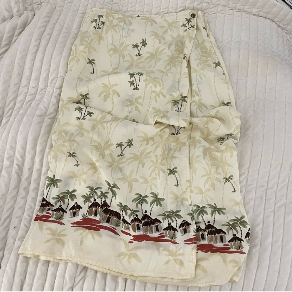 tiki palm tree maxi wrap skirt
